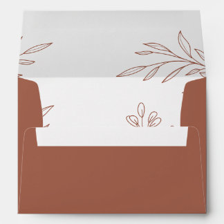 Terracotta Minimalist Botanical Monogram Wedding Envelope