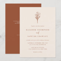 Terracotta Minimalist Bouquet QR Code Wedding