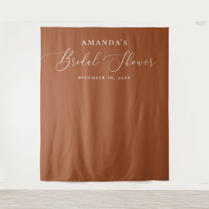 Terracotta Minimalist Bridal Shower Backdrop Tapestry