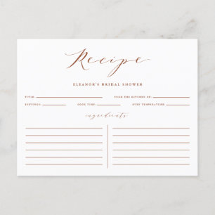 Terracotta Minimalist Bridal Shower Recipe Card