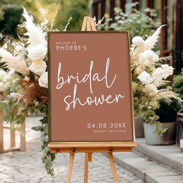 Terracotta Minimalist Bridal Shower Welcome Poster (Creator Uploaded)