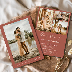 Terracotta Minimalist Elegant Photo Wedding Invitation