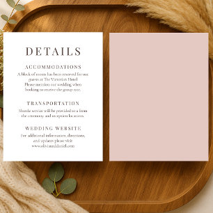 Terracotta Minimalist Elegant Wedding Details Invitation
