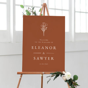 Terracotta Minimalist Floral Bouquet Wedding Poste Poster