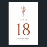 Terracotta Minimalist Floral Bouquet Wedding Table Number<br><div class="desc">Customisable minimalist wedding table numbers card. It features a terracota modern floral bouquet line art with a pinstripes pattern. Personalise by adding the table numbers,  names,  and event date. This minimalist floral table numbers card is perfect for weddings,  bridal showers,  baby showers,  birthdays,  and so much more.</div>