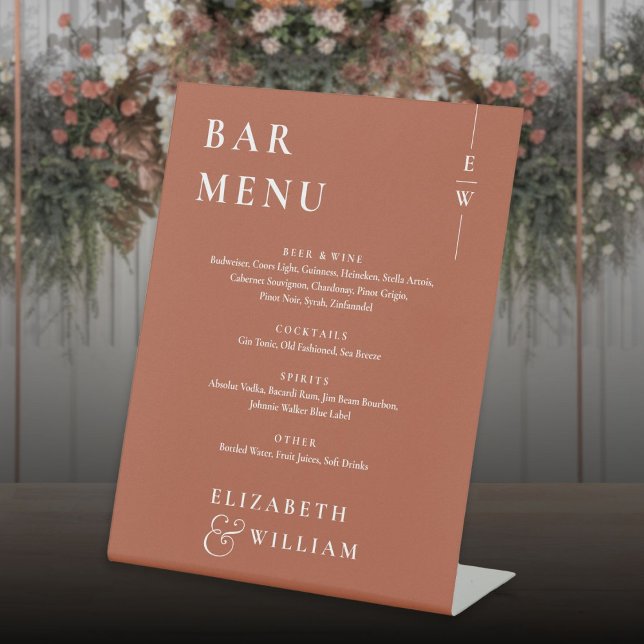 Terracotta Minimalist Modern Bar Menu Pedestal Sign (Terracotta Minimalist Modern Bar Menu Pedestal Sign)