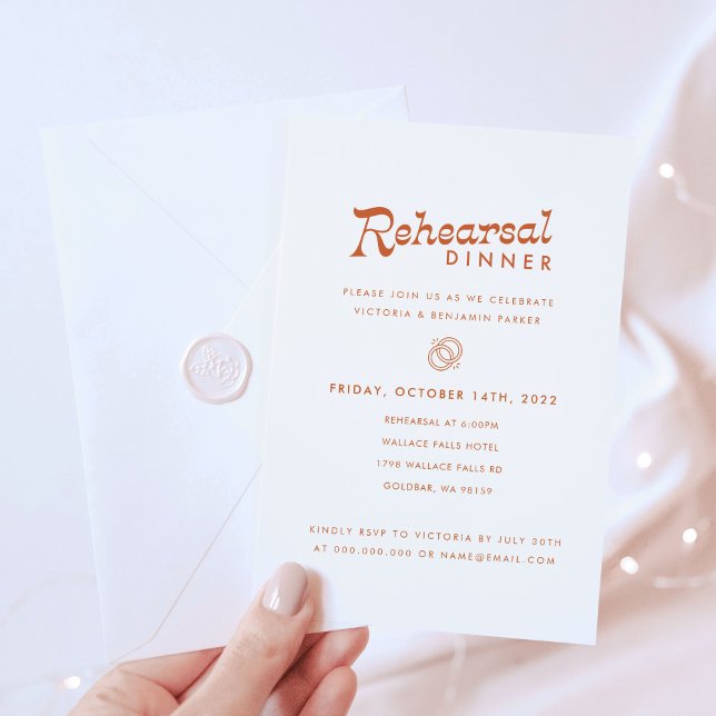Terracotta Minimalist Modern Rehearsal Dinner Invitation (Creator Uploaded)