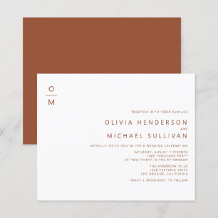 Terracotta Minimalist Monogram Wedding Invitation