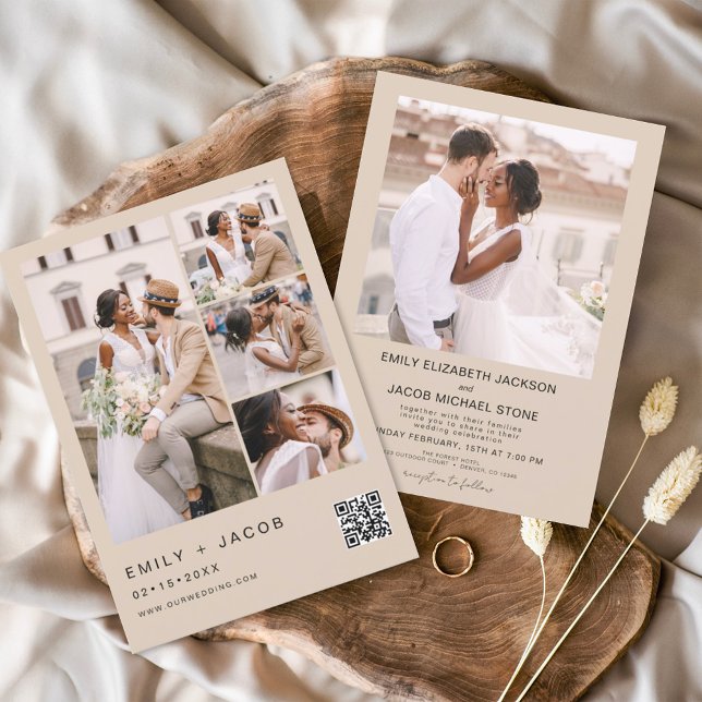 Terracotta Minimalist Photo QR code Wedding Invitation (Creator Uploaded)