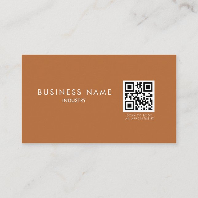 Terracotta Minimalist QR Code Business Card (Front)