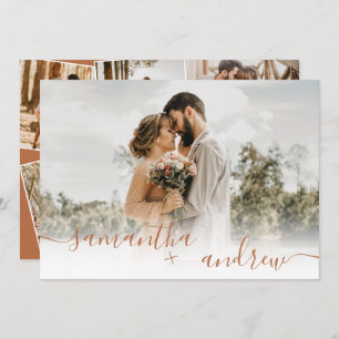 Terracotta minimalist script 5 photos wedding invitation