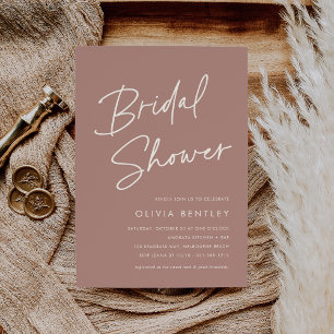 Terracotta Minimalist Script Bridal Shower Invitation