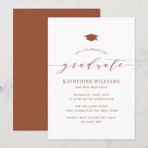 Terracotta Minimalist Script Graduation Party Invitation