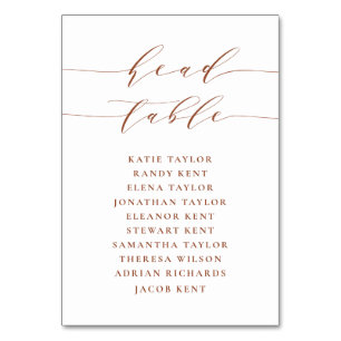 Terracotta Minimalist Script Head Table Wedding Number