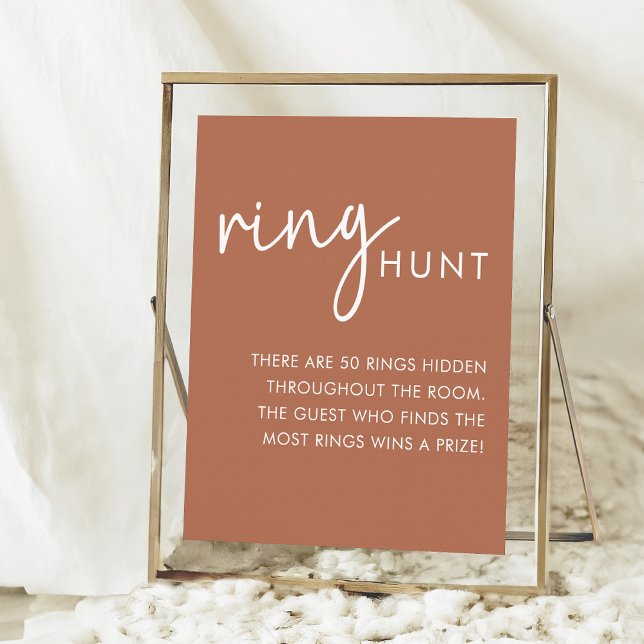 Terracotta Minimalist Script Shower Ring Hunt Poster (Creator Uploaded)