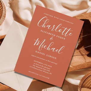 Terracotta Minimalist Script Wedding Invitation