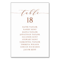 Terracotta Minimalist Script Wedding Seating Plan