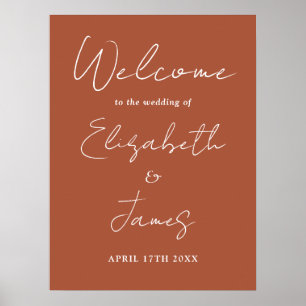 Terracotta Minimalist Script Wedding Welcome Sign