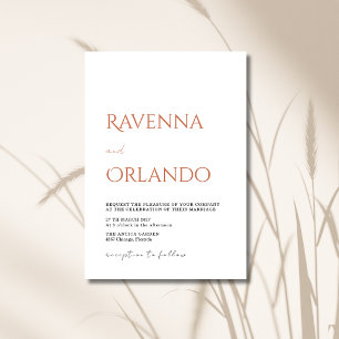 Terracotta Minimalist Simple Modern Wedding Invitation