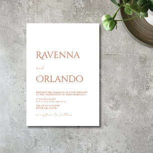 Terracotta Minimalist Simple Modern Wedding Invitation