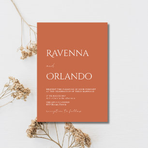 Terracotta Minimalist Simple Modern Wedding Invitation