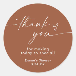 Terracotta Minimalist Thank You Favour Sticker