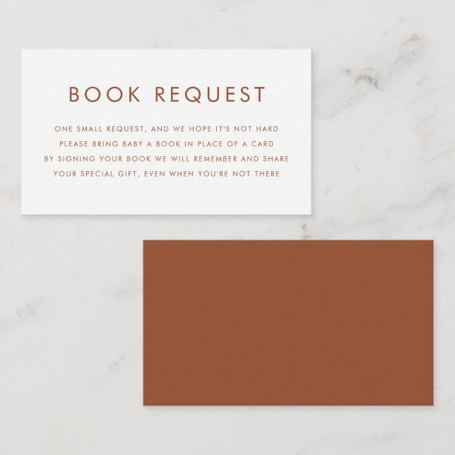 Terracotta Minimalist Typography Book Request Enclosure Card (Front/Back)