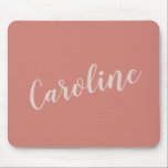 Terracotta Minimalist Typography Personalised Name Mouse Mat<br><div class="desc">Simple mouse pad with modern and elegant personalised name design in blush hand lettering on a soft terracotta background.</div>