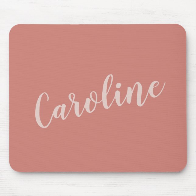 Terracotta Minimalist Typography Personalised Name Mouse Mat (Front)