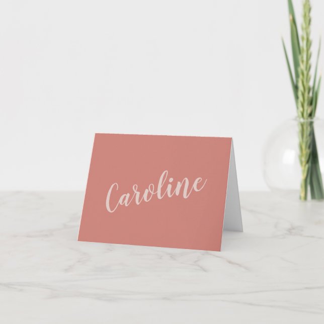 Terracotta Minimalist Typography Personalised Name Note Card (Front)