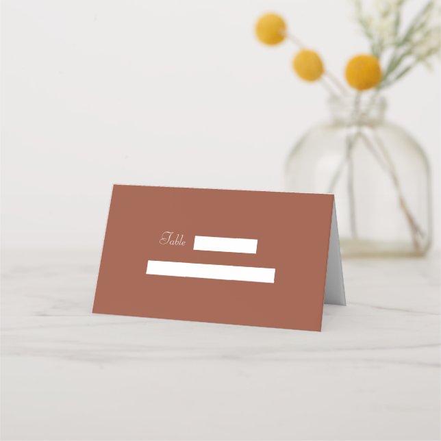 Terracotta Minimalist Wedding Place Card (Front)