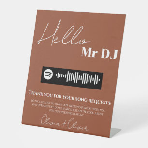 Terracotta minimalist wedding playlist sign