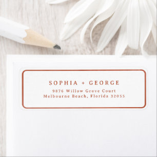 Terracotta Minimalist Wedding Return Address Label