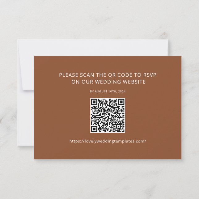 Terracotta Minimalist  Wedding RSVP QR Code Card (Back)