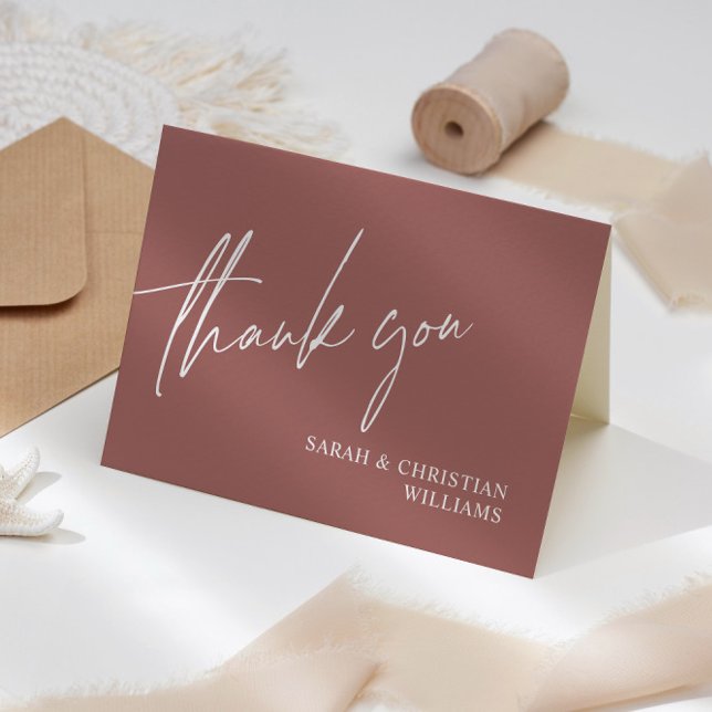 Terracotta Minimalist Wedding Thank You Card (Creator Uploaded)