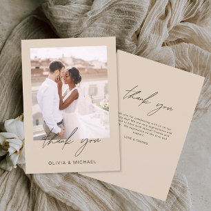 Terracotta Minimalist Wedding Thank You Photo Card