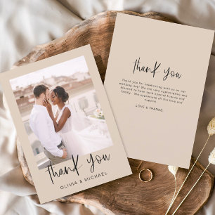 Terracotta Minimalist Wedding Thank You Photo Card