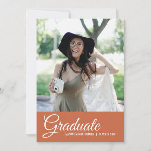 Terracotta Minimalistic Photo Grad Announcement