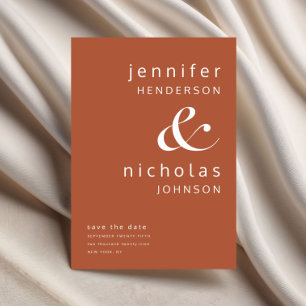 Terracotta Modern Ampersand Typography Wedding Save The Date