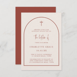 Terracotta Modern Arch Script Minimalist Baptism I Invitation
