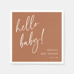 Terracotta Modern Boho Hello Baby Shower Napkin