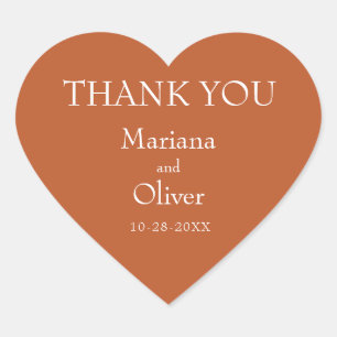Terracotta Modern Border Minimalist Wedding Heart Sticker