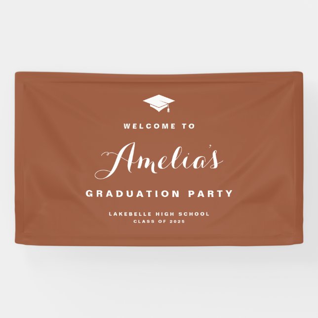 Terracotta Modern Calligraphy Graduation Banner (Horizontal)