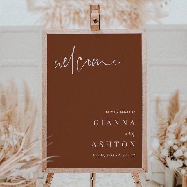 Terracotta Modern Calligraphy Wedding Welcome Sign (Creator Uploaded)