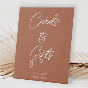 Terracotta Modern Cards and Gifts Wedding Table Pedestal Sign