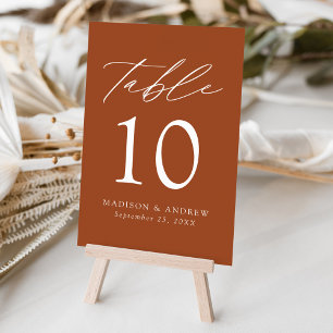 Terracotta Modern Elegance Wedding Table Number