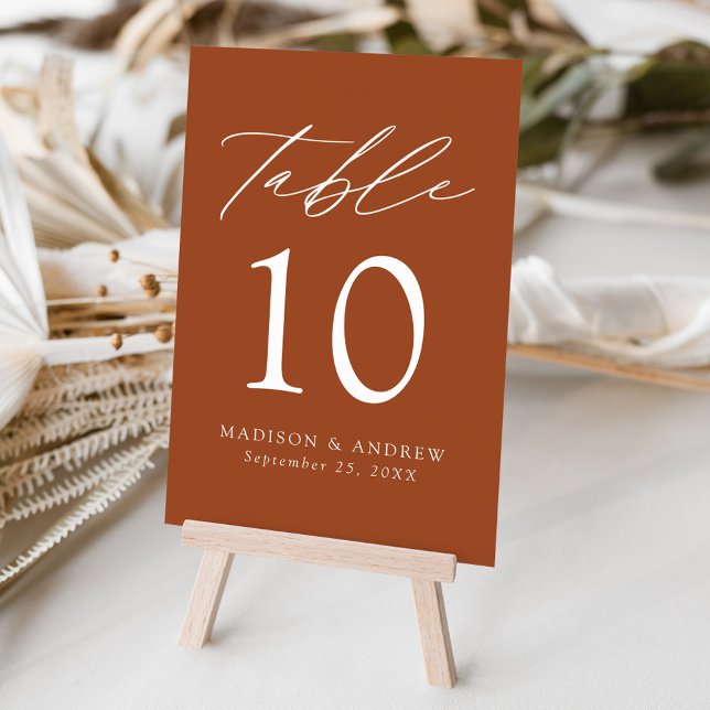 Terracotta Modern Elegance Wedding Table Number (Creator Uploaded)