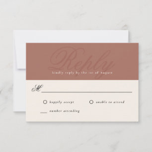 Terracotta Modern Elegant Minimal Monogram RSVP Card