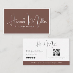 Terracotta   Modern Elegant Minimalist QR Code  Business Card