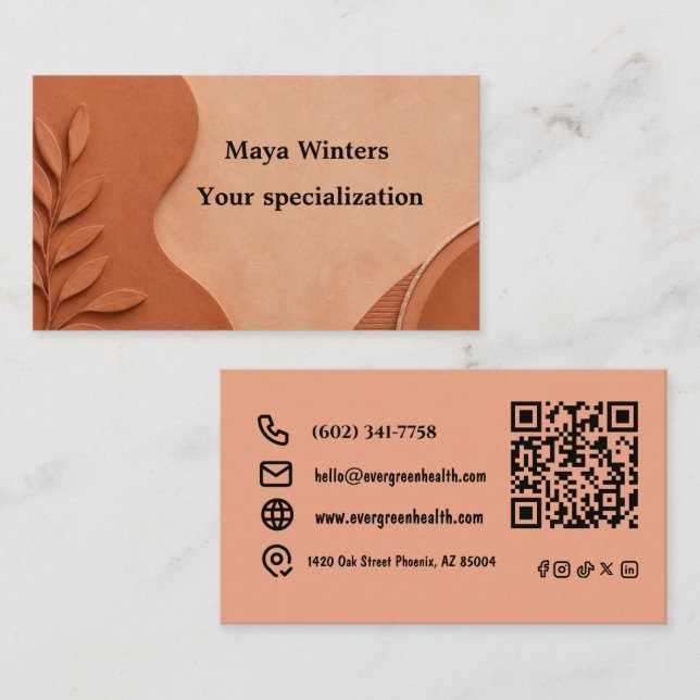 Terracotta | Modern Elegant QR Code Business Card (Front/Back)
